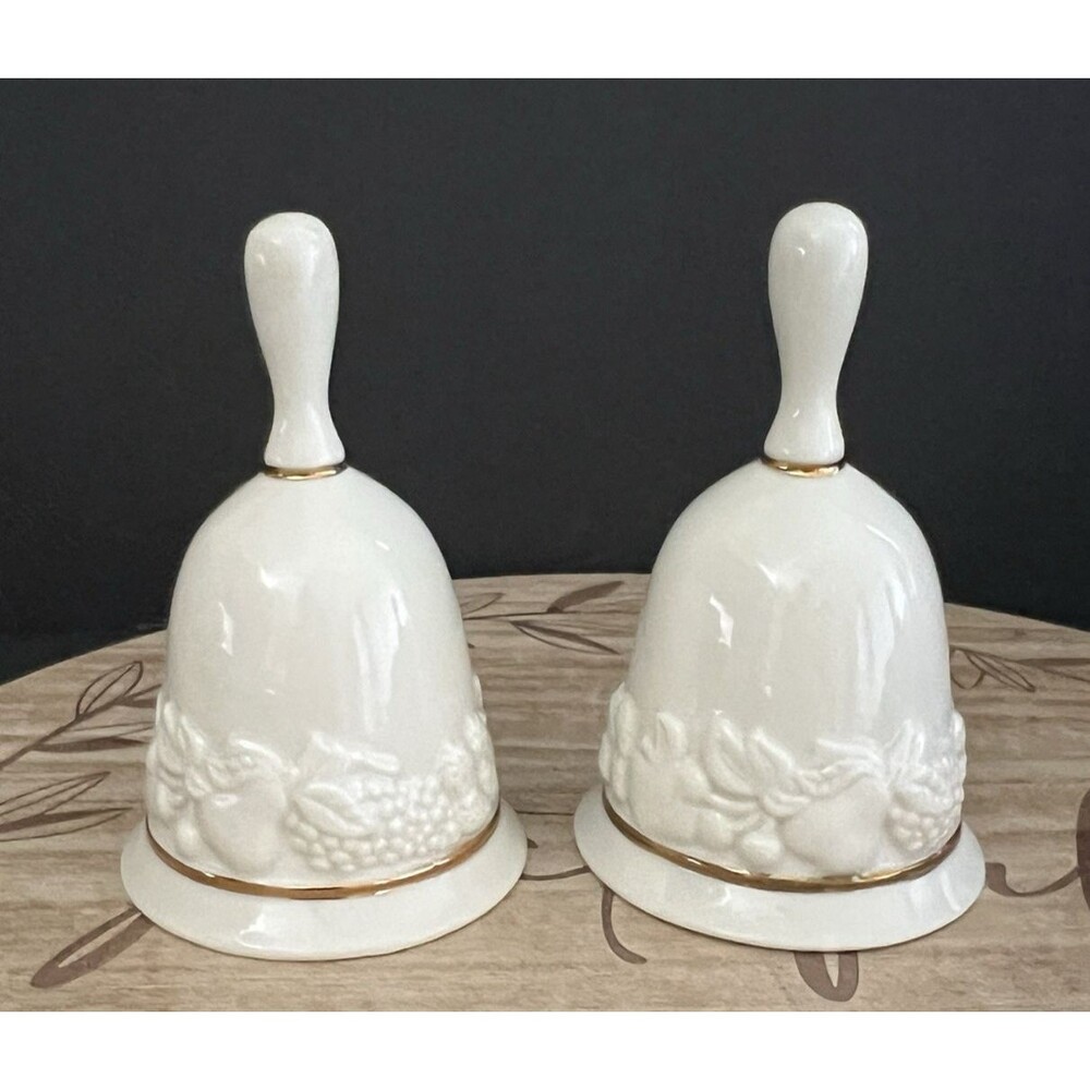 Lenox Fruit of Life Porcelain Gold Trim Dinner Bells Lot of 2